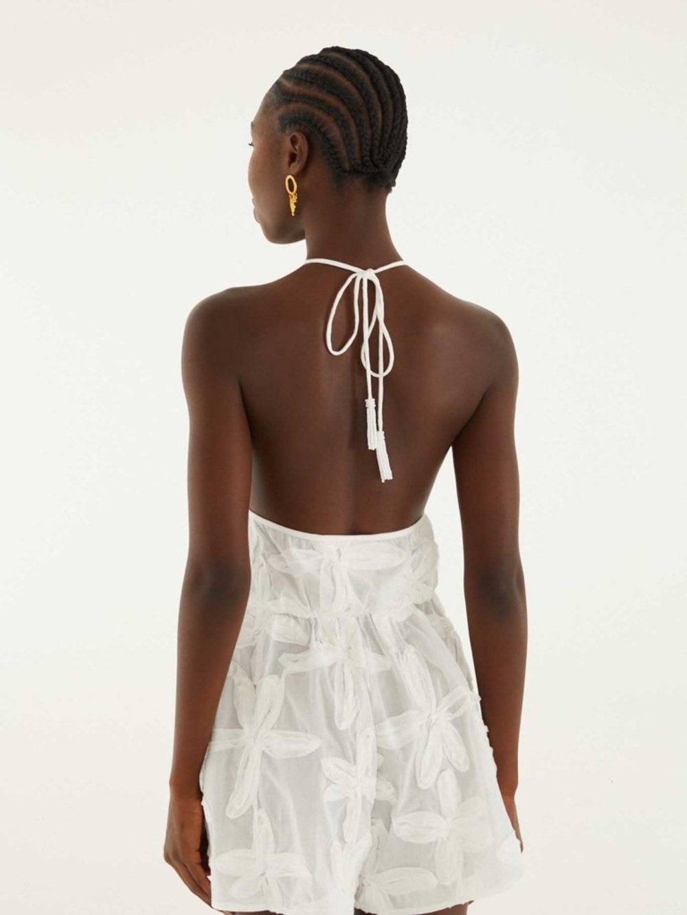 FARM Rio White Embroidered Coast Stars Tie-Neck Swimwear Romper Size M - Picture 4 of 12